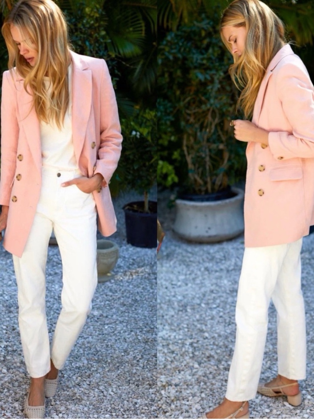 Emerson Fry Dusty Pink Double Breasted Linen Blazer